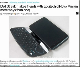 Dell Streak makes friends with Logitect