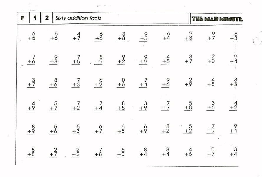 アメリカの計算ドリル Mad Minute 徒然ぱせり 北california日記