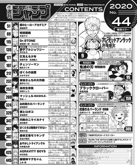 ジャンプ 掲載順 ジャンプ 掲載順