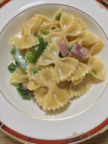 ハムと牛乳のリボンパスタ パスタ1人分は70gくらい 料理したことないolが料理できるようになるまでの軌跡