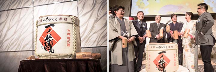 新年の鏡開きの樽酒