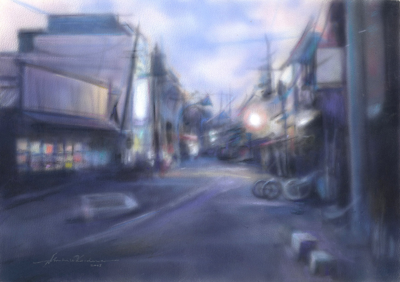 パステルとエアブラシ アクリルガッシュ のコラボレーション 黄昏の街角を描く パステル画の基本と パステル画のノウハウと裏技お見せします