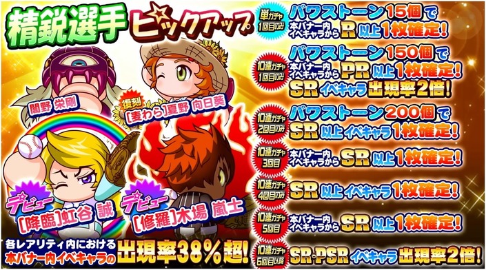 サクセススペシャル 精鋭選手ピックアップガチャ 降臨 虹谷誠 修羅 木場嵐士デビュー サクスペ ガチャ イベントまとめブログ