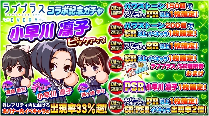 サクセススペシャル ラブプラス Everyコラボ記念ガチャ3種類 ラブプラス Sr選択券おまけ付き サクスペ ガチャ イベントまとめブログ