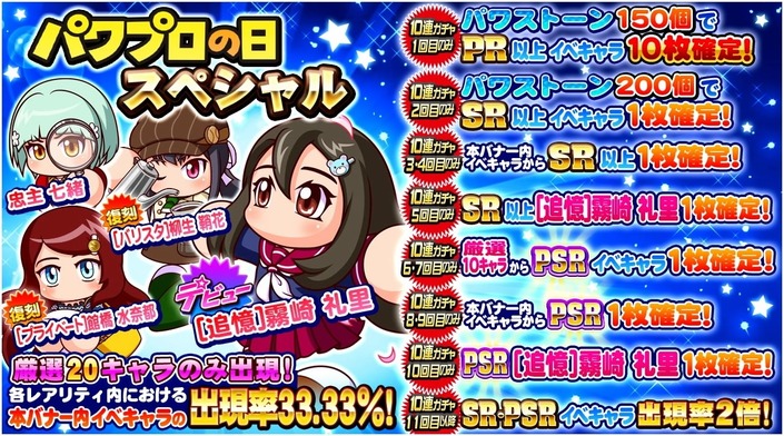 サクセススペシャル パワプロの日スペシャルガチャ 追憶 霧崎礼里デビュー サクスペ ガチャ イベントまとめブログ サクセススペシャル パワプロの日スペシャルガチャ 追憶 霧崎礼里デビュー サクスペ ガチャ イベントまとめブログ
