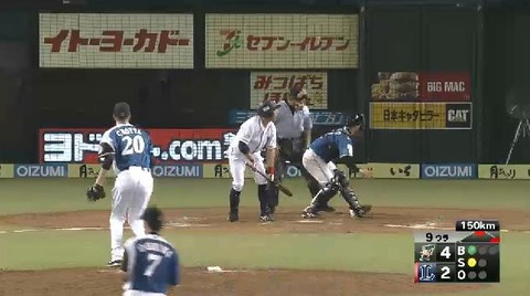 9回表3脇谷バント失敗