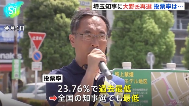 【悲報】埼玉県「投票率23.76％」で過去最低を更新ｗｗｗ