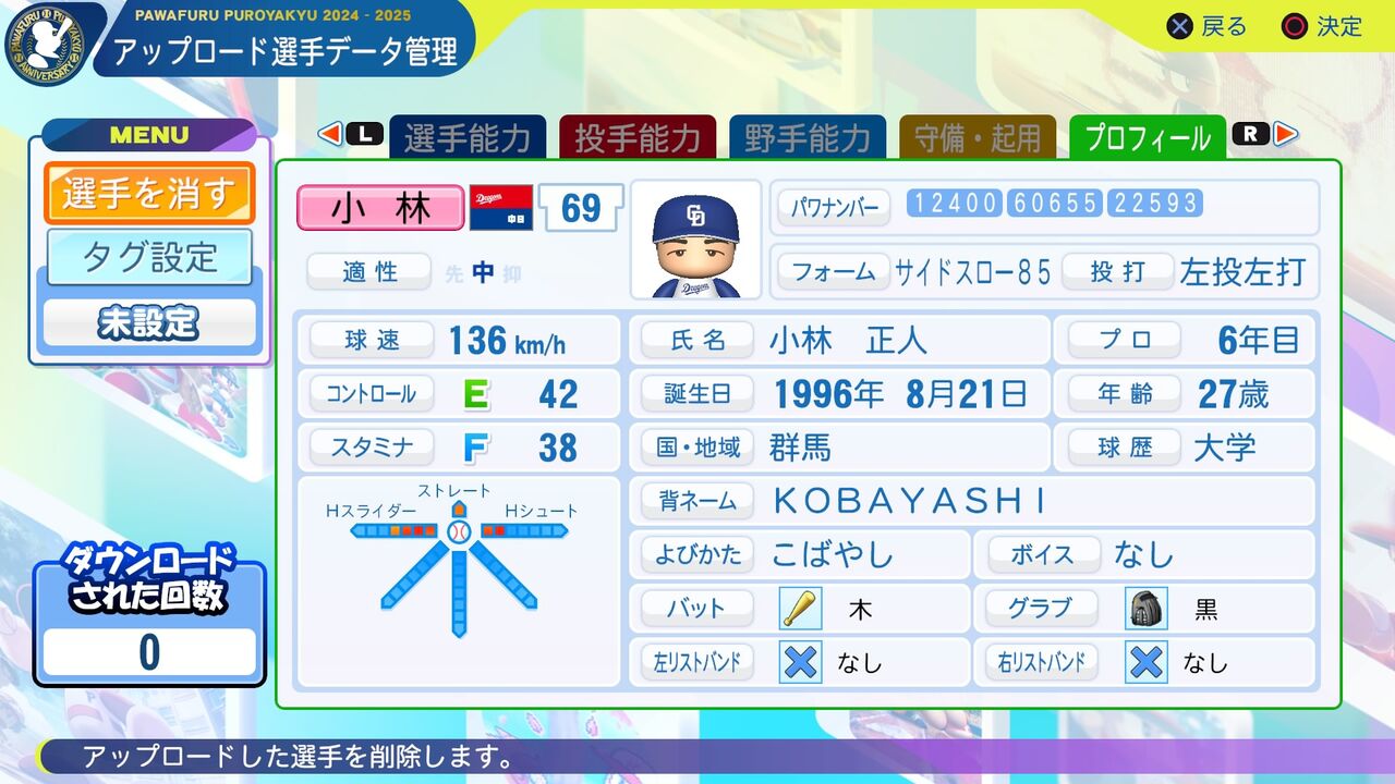 24時間以内/匿名配送】ドラゴンズ 小林正人選手 グラコン ジャケット