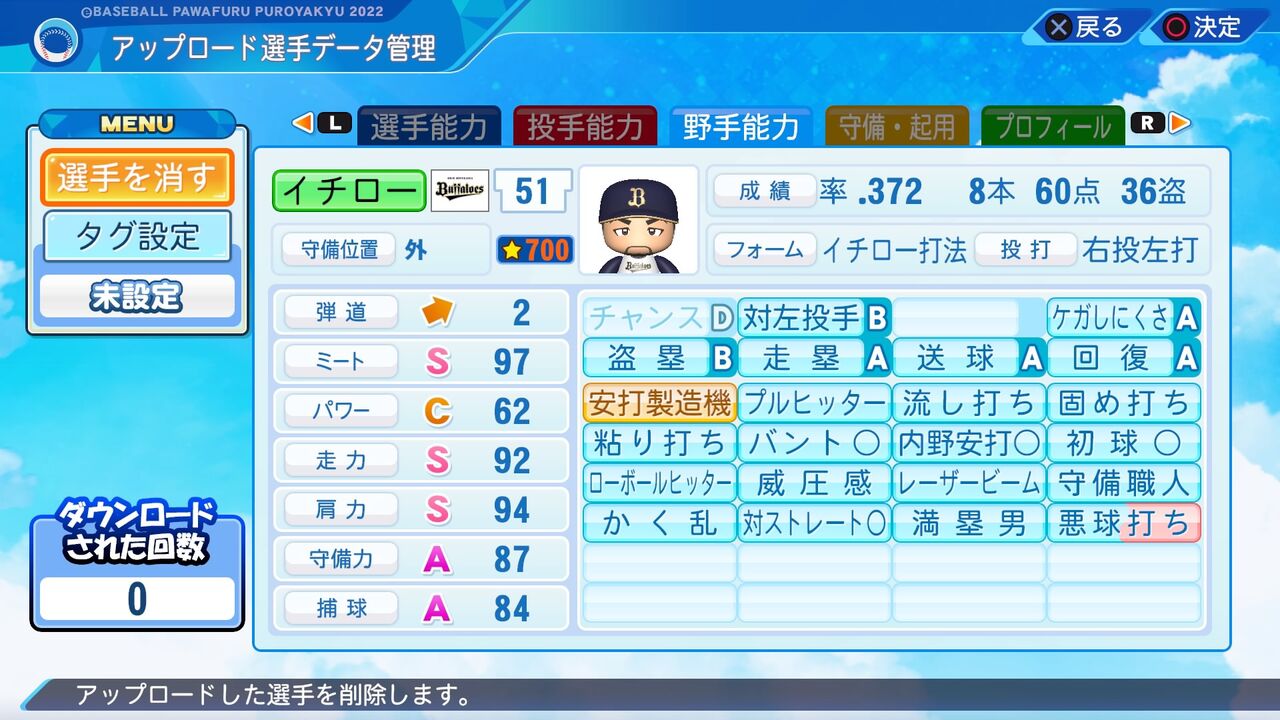 イチロー 04 マリナーズ パワプロ22 再現選手 威圧館