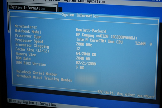 nx6320のBIOSでDualCoreのCPUを片方にする方法 : 小さいって事は