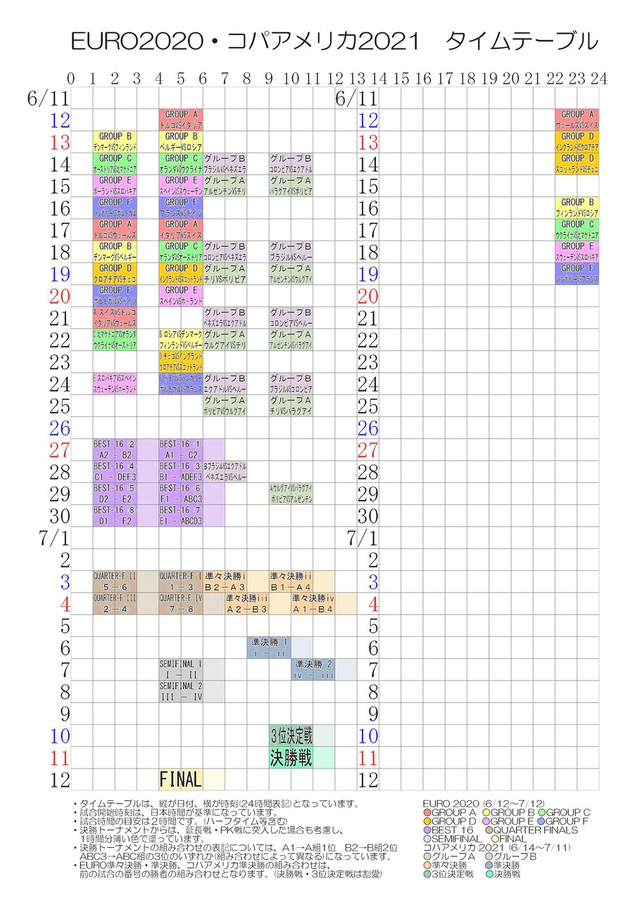 Euro コパアメリカ21 タイムテーブル 同人サークル Skylove のブログ 3代目 Euro コパアメリカ21 タイムテーブル 同人サークル Skylove のブログ 3代目