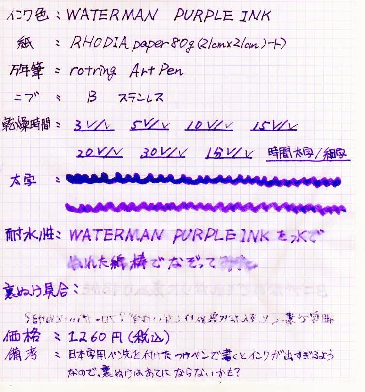 WATERMAN PURPLE INK : ぺん☆ぱれーどっ！