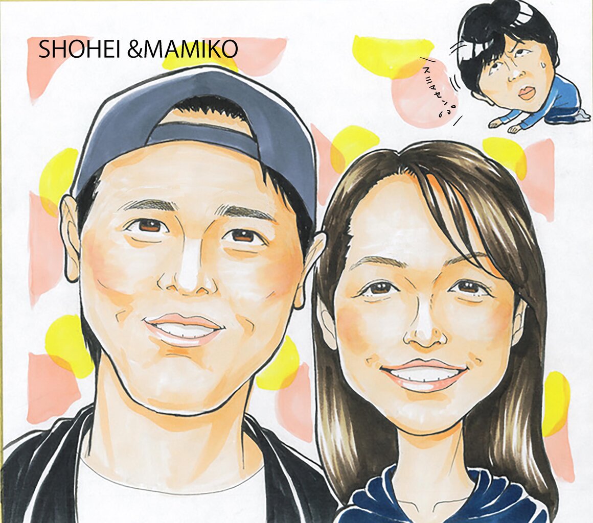 3月26日の似顔絵教室レポ「大谷選手＆真美子さん」 : 真夜中の