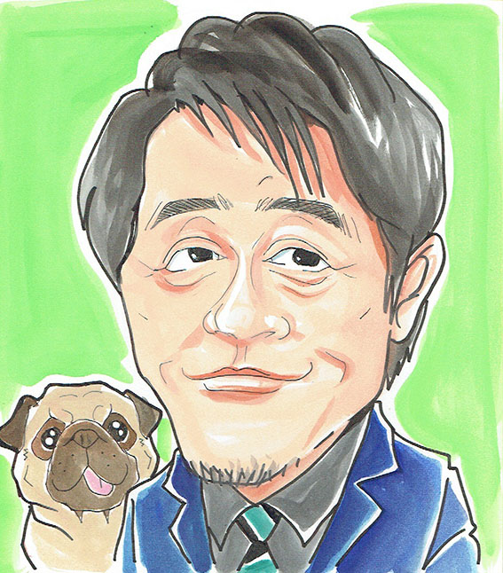1月28日の似顔絵教室レポ「坂上忍さん＆パグゾウくん」 : 真夜中の