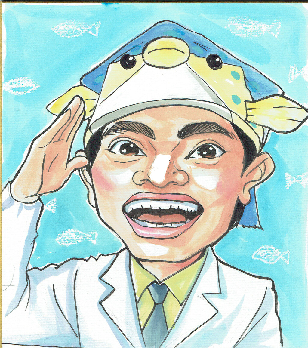 9月13日の似顔絵教室レポ「さかなクン」 : 真夜中のぺんぎん工房