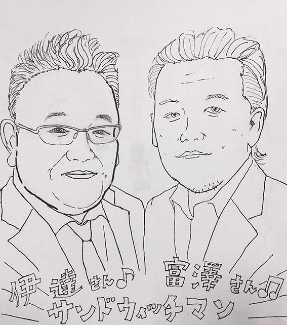 5月28日の似顔絵教室レポ サンドウィッチマン 真夜中のぺんぎん工房 似顔絵教室