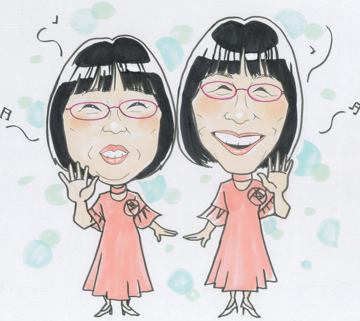 1月28日の似顔絵教室レポ「阿佐ヶ谷姉妹」 : 真夜中のぺんぎん