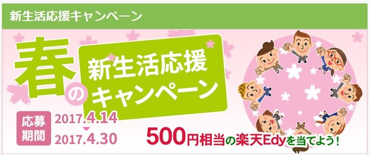 I2iポイント 春の新生活応援キャンペーン で楽天edy５００円分が当たる 主婦まみーがはじめたネット副収入と懸賞応募で在宅お小遣い稼ぎ