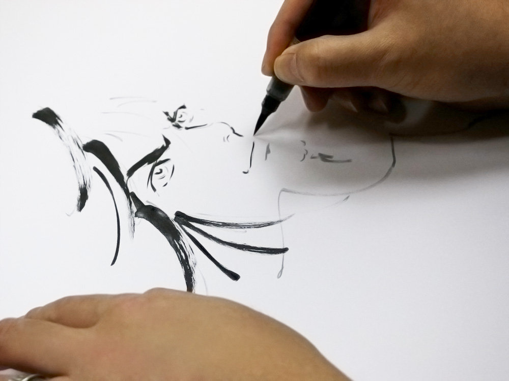 ぺんてる筆で描かれる現代版水墨画の世界 表現の道具箱