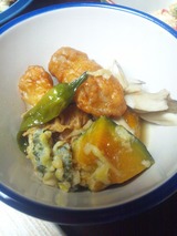 舞茸と野菜天ぷらの煮物