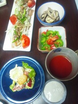 ゴーヤ納豆、ジーマーミ豆腐の夕食