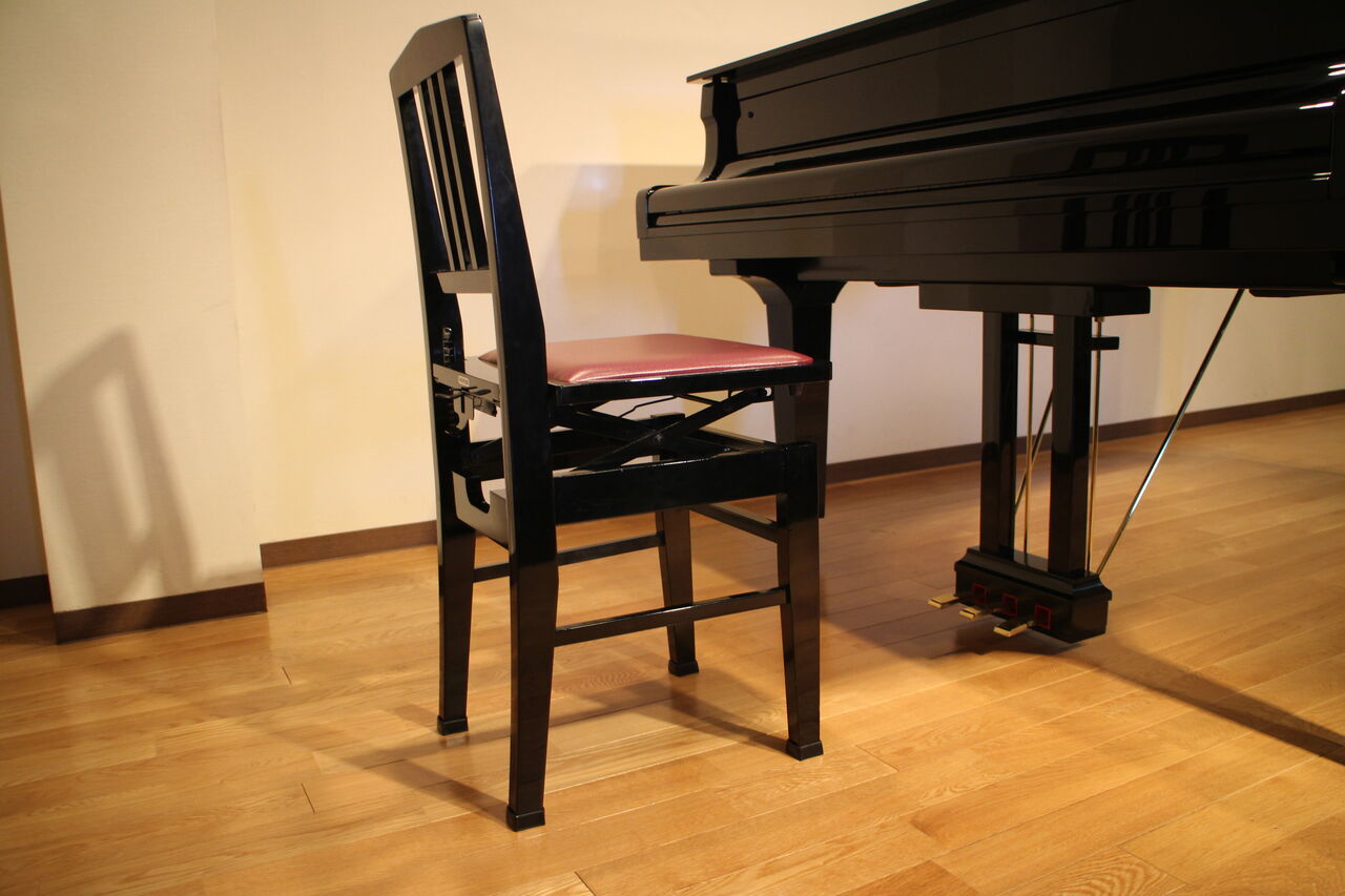 ITOMASA ピアノ椅子 NO.7黒 ピアノ椅子 座面＆背もたれ ブラックレザー
