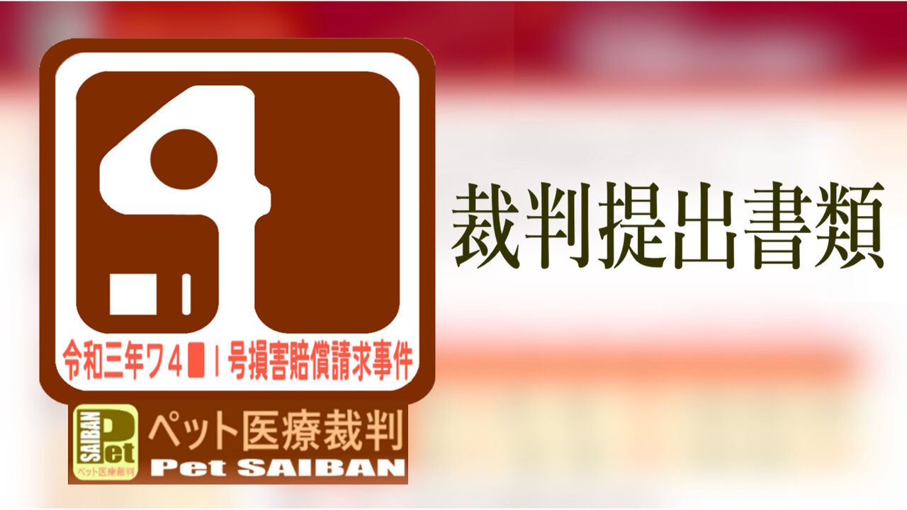 ペット医療裁判  ペット医療裁判　裁判提出書類書証　令和三年（ワ）４■１号損害賠償請求事件