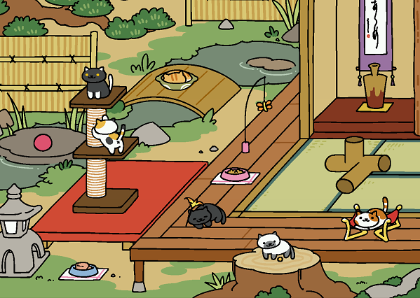ねこあつめ 模様替え 池と床の間 夫婦スポーツ観戦記