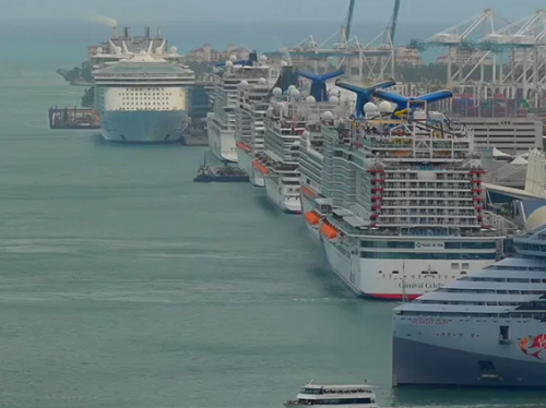 マイアミ港を出港する大型クルーズ船の多さに驚く！　730万人の乗客を扱うそう！