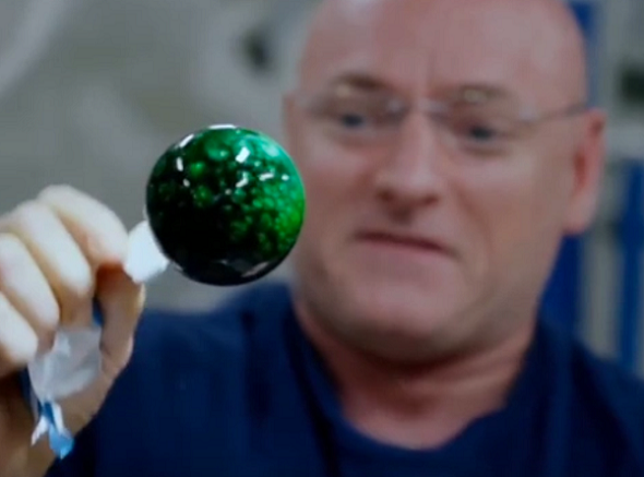 ISS内で水の玉に「発泡性錠剤」を入れて溶かしたらどうなるかやってみた！