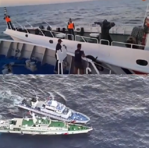 中国海警局の船がフィリピンEEZ内で体当たりや放水などで執拗な妨害活動し放題な様子がこれ！（２つのビデオ）