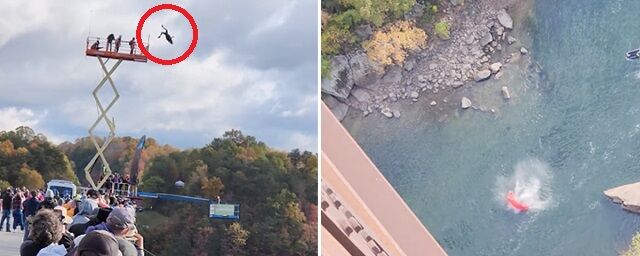 橋からのベースジャンプでパラシュートをギリギリのところで開いた選手がほぼ墜落した！　辛うじて生きてはいるようだが…