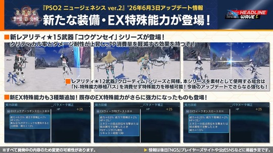・新レアリティ☆ 15 武器「コウゲンセイ」シリ ー スが登場!クリ歿ル率・どダメ耐性が上昇,消費曇奪軽 ー △を持っそ!
