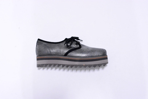 イサムカタヤマバックラッシュ　629-02　ステアーレザーシルバー箔シャークソール　短靴