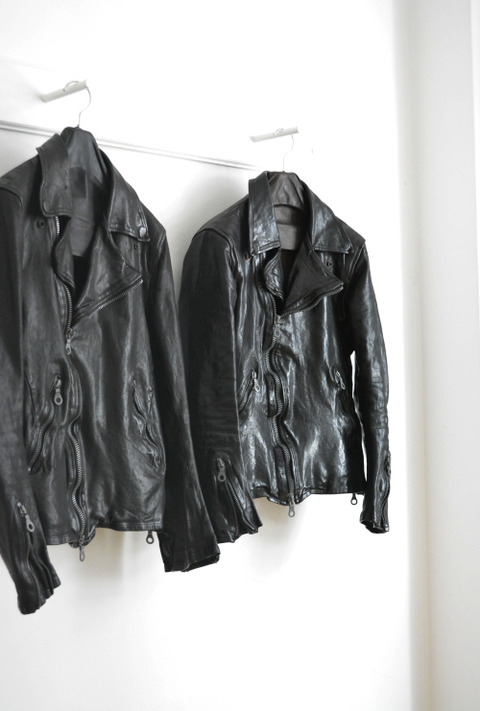 イサムカタヤマバックラッシュ　1254-02　イタリアンショルダー製品染めダブルライダース