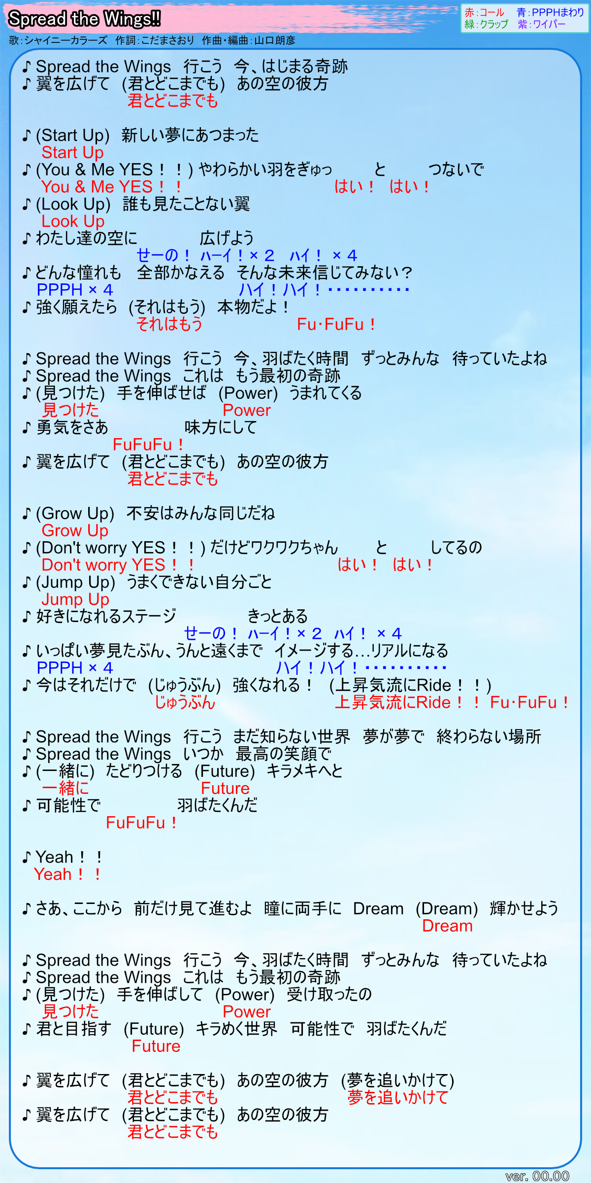 Spread the Wings!! コールガイド : ピーちゃんの鳥籠