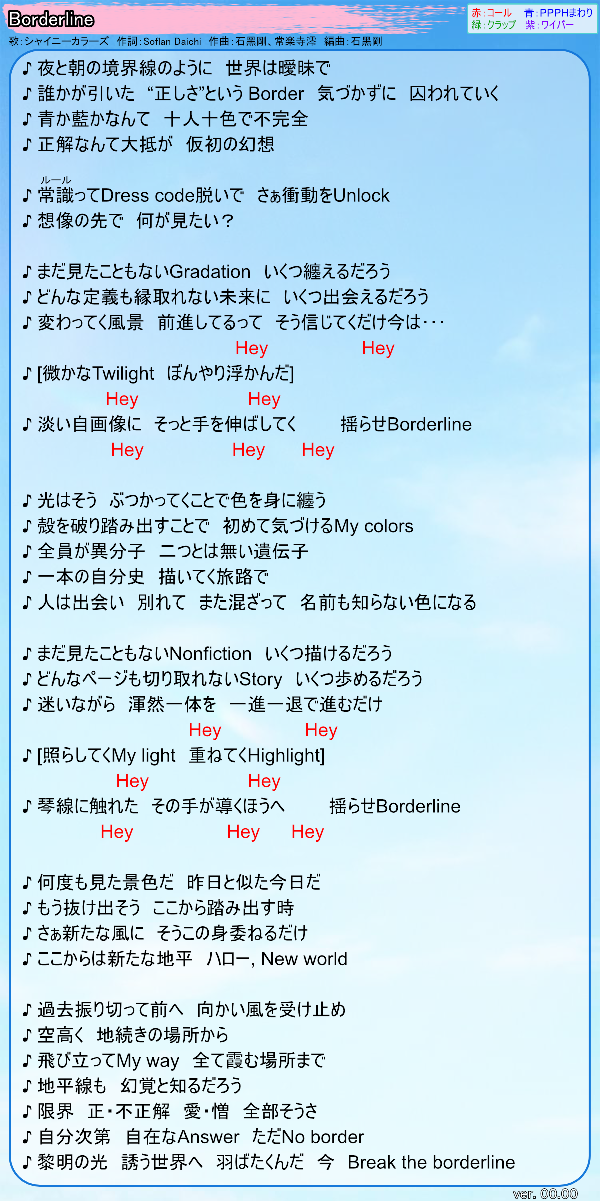 Borderline コールガイド : ピーちゃんの鳥籠