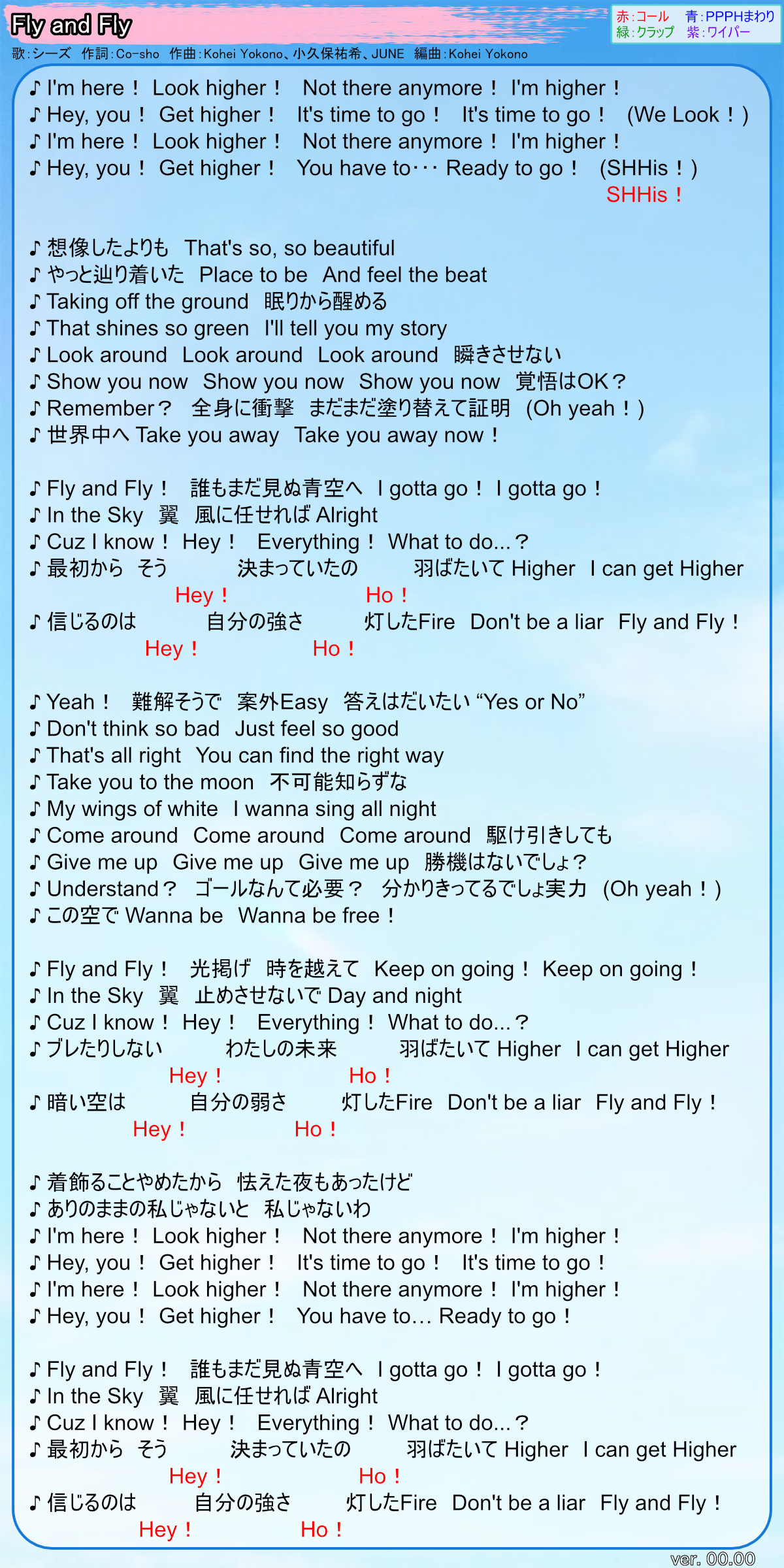 Fly and Fly コールガイド : ピーちゃんの鳥籠
