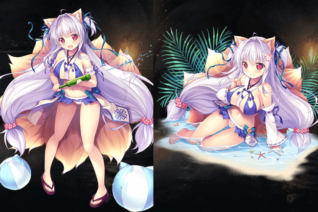 海水浴キュウビ姿