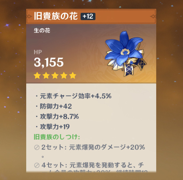 ワイの岩瞳報酬の旧貴族の花の採点お願いします！！【原神】