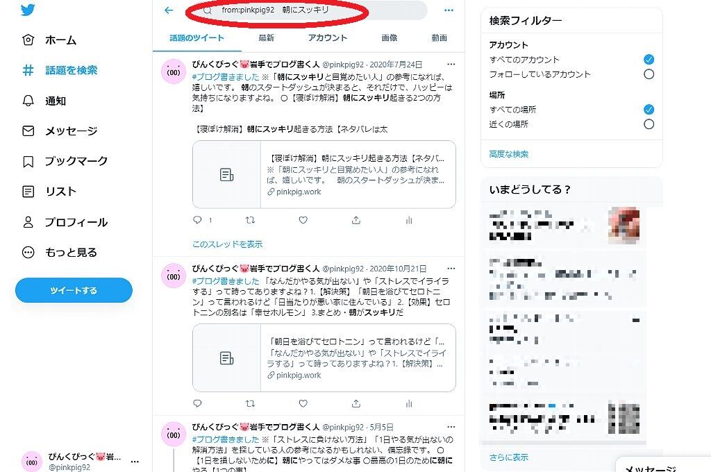ツイッターで 自分の過去のツイート を検索する方法 From アカウント名 ぴんくぴっぐ備忘録 岩手盛岡生活ブログ ツイッターで 自分の過去のツイート を検索する方法 From アカウント名 ぴんくぴっぐ備忘録 岩手盛岡生活ブログ