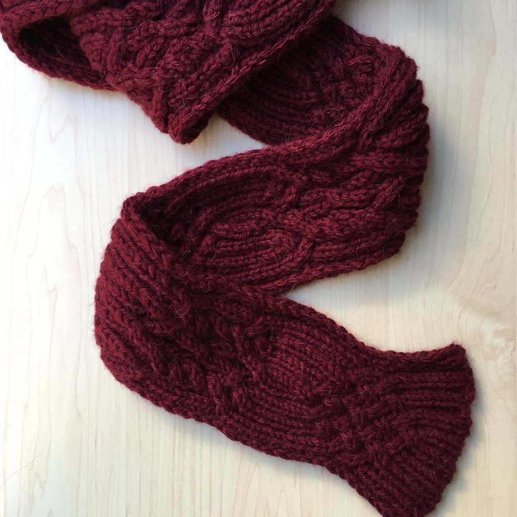 D 同時に編むアラン模様 両面同じ柄で 裏も楽しい手編みのマフラー より 作ったもの