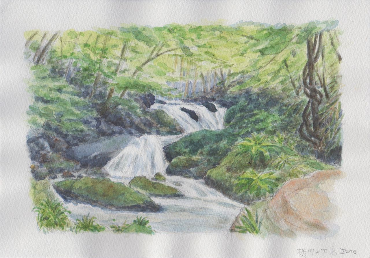 アクリル絵の具で描く水彩画 花と茨城の風景 ピノ子の庭