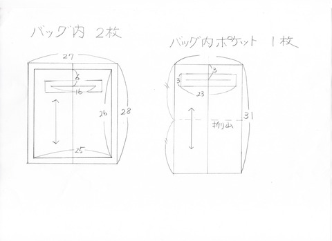 肩掛けバッグ内袋図