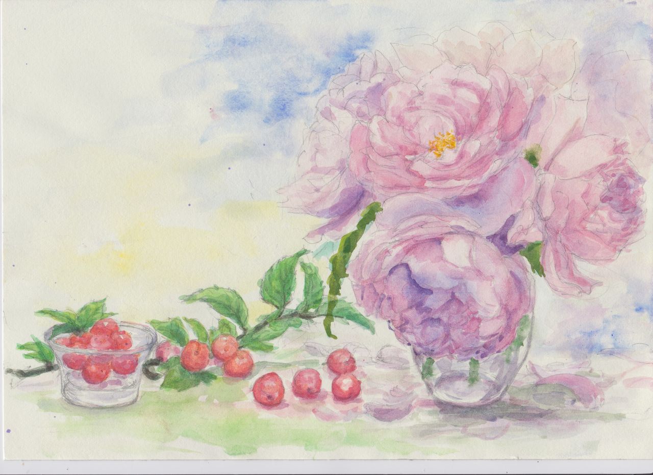 アクリル絵の具で描く水彩画 花と茨城の風景 ピノ子の庭 アクリル絵の具で描く水彩画 花と茨城の風景 ピノ子の庭