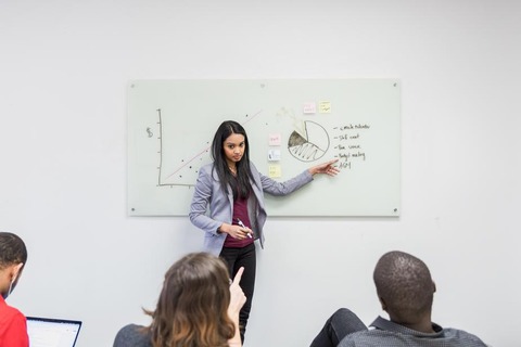 woman-presenting-pie-chart