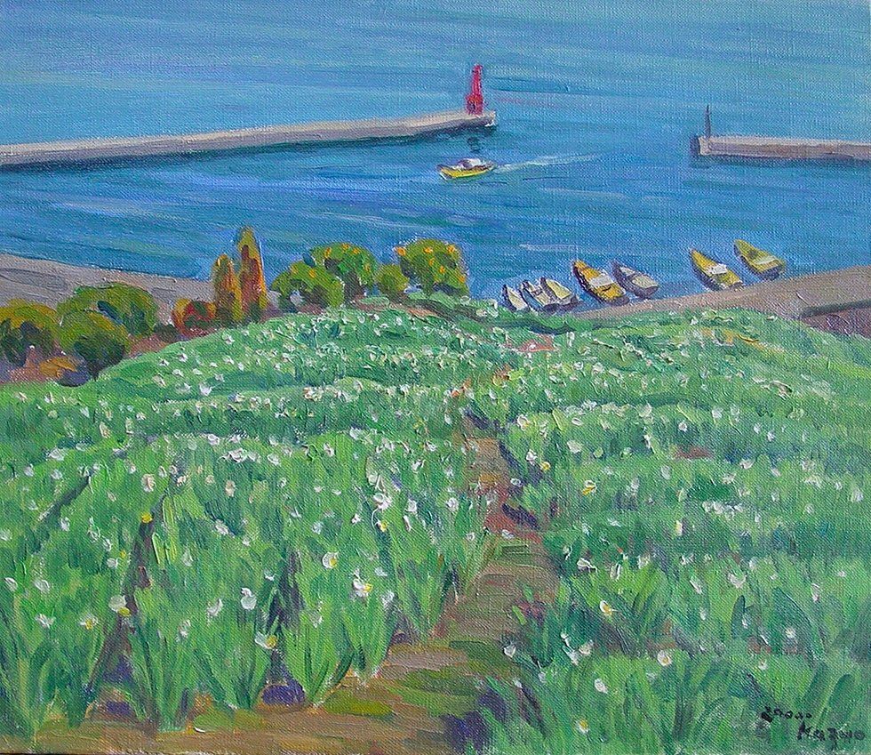 春の漁港風景」 by 杉本 勇｜アート・絵画の販売(通販)サイト Artmeter 