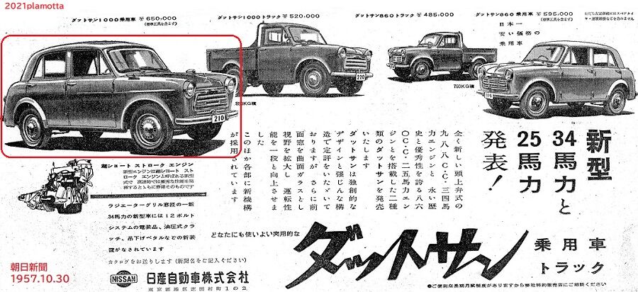 マルサン・和工の車プラモ① ダットサン1000その1 : ぷらもった1960