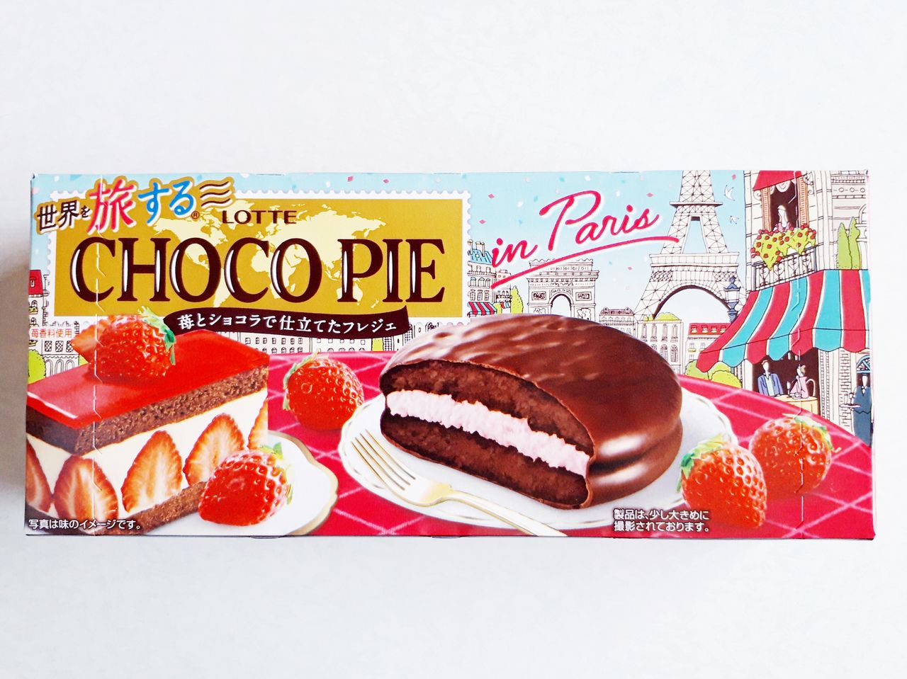ロッテ 世界を旅するチョコパイ 苺とショコラで仕立てたフレジェ パン食べたよ