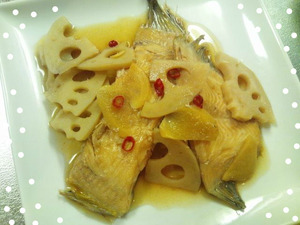 ピリ辛レンコンとカレイの煮つけっ★